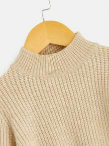 Toddler Girls Mock Neck Asymmetrical Hem Jumper - Apricot - View 3