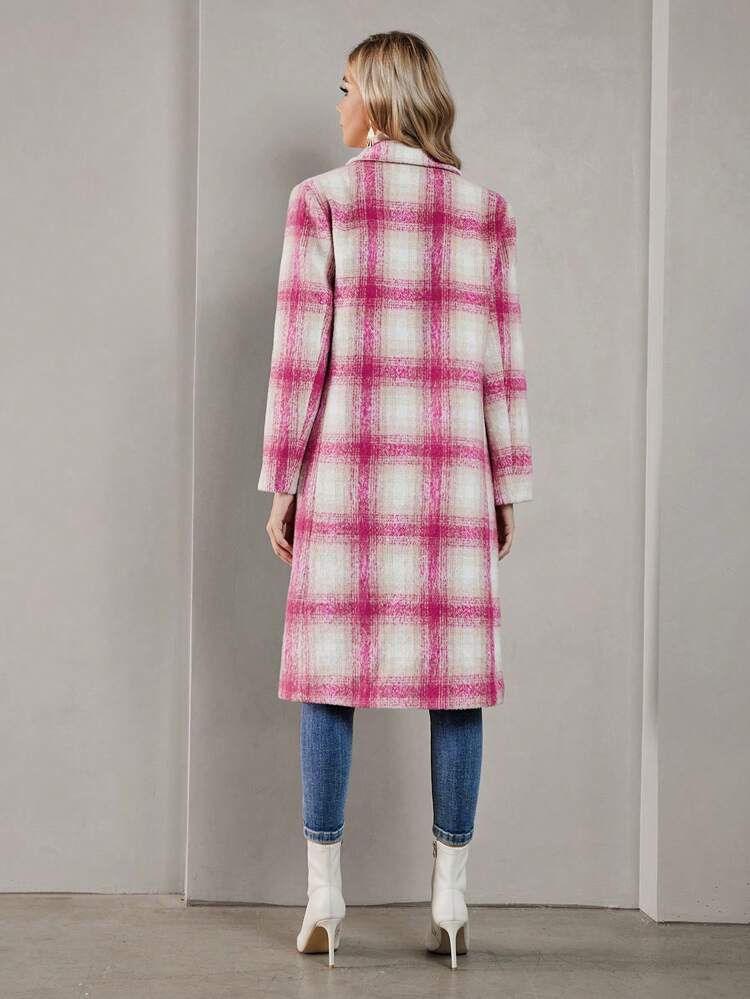 SHEIN BIZwear 格紋雙排釦花呢外套 - 彩色 - 查看 2