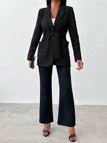 EURMUSE Abrigo de cuello con solapa con botón