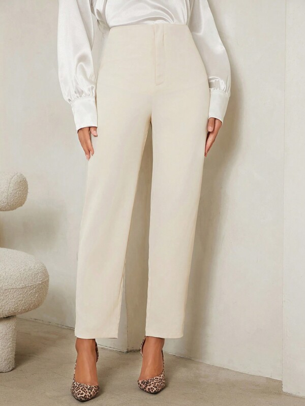 SHEIN Tall Solid High Waist Straight Leg Pants