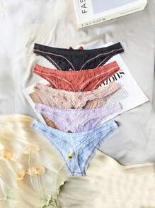 5pack Bow Decor Thong - Multicolor - View 2
