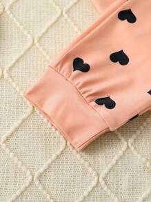 Young Girl Cartoon & Letter Graphic PJ Set - Pink - View 3