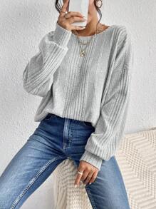 SHEIN Frenchy Solid Drop Shoulder Tee - Grey - View 2