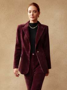 MOTF PREMIUM 灯芯绒西服 - 酒紅色 - 查看 5
