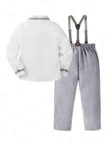 男小童條紋飾邊襯衫&背帶褲 - 彩色 - 查看 2