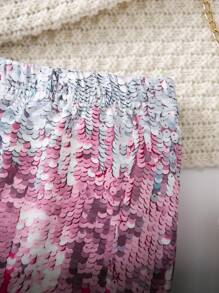 SHEIN 少女優雅時尚，假珍珠和閃亮片裝飾派對雞尾酒裙 - 彩色 - 查看 4