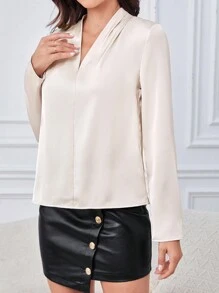 SHEIN Tall Blusa unicolor de cuello V