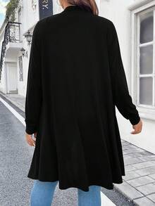 Plus Solid Open Front Coat - Black - View 2
