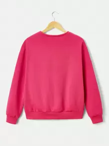 SHEIN Teen Girl Wave Print Pullover - Watermelon Pink - View 2