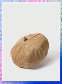 1pc Solid Color Simple & Versatile Beret Hat - Brown - View 2