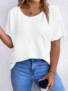 SHEIN LUNE Plus Solid Batwing Sleeve Tee - White - View 5