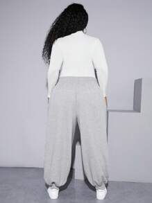 SHEIN CURVE+ Plus Drawstring Waist Slant Pocket Sweatpants
