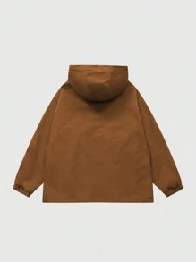 Nam 1 Miếng Dây kéo Dây rút áo có mũ Áo khoác - màu nâu - Xem 2