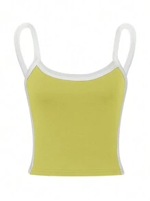 INAWLY Contrast Binding Cami Top - Yellow - View 3