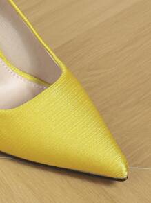 Plus Size Women's Pointed Toe Stiletto Heels Spring/Fall Fashion Shoes For Casual Events And Parties In Yellow - Yellow - View 5