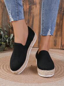 Zapatos De Plataforma Para Mujer Con Suela De Yute, Cómodos Para La Primavera Y Otoño - Negro - Ver 2