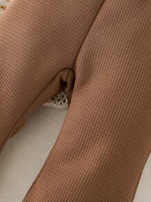 Baby Girl Contrast Fuzzy Trim Flare Leg Pants - Multicolor - View 7