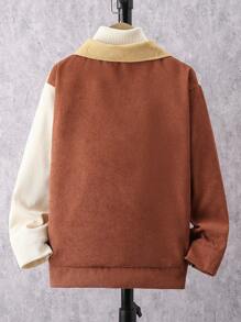 Tween Boy Colorblock Flap Pocket Corduroy Coat Without Sweater - Multicolor - View 2
