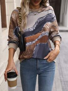 SHEIN LUNE Color Block Drop Shoulder Sweatshirt Graduation,Back To School,Graduation,Teacher For Women,Back To School Pullover Fall Sweatshirt - Multicolor - View 6