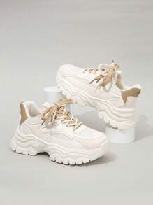 Giày thể thao nữ Chunky, ngoài trời thoáng khí & thoải mái - Màu be - Xem 3