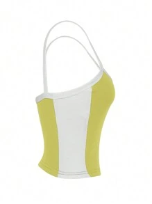 INAWLY Contrast Binding Cami Top - Yellow - View 4