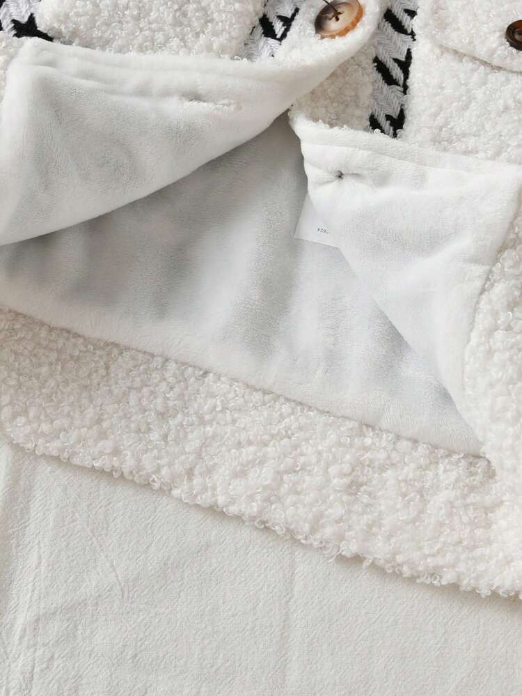 Baby Girl Houndstooth Print Flap Pocket Coat