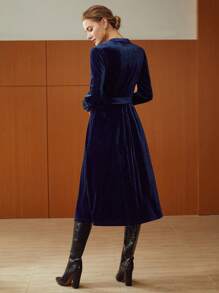 MOTF PREMIUM 滌綸常規拼接洋裝 - 藍色 - 查看 7