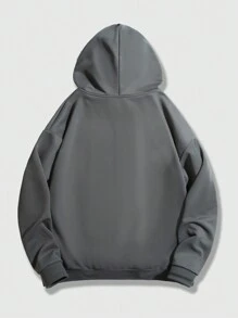 ROMWE MEN Street Life Các bạn Ngọn lửa & In bướm Dây rút Hoodie - Xám - Xem 2