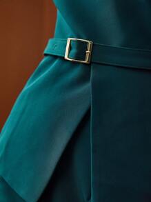 MOTF PREMIUM BELTED OFF-SHOULDER TOP - Teal Blue - View 3