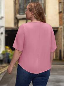 EMERY ROSE Blusa unicolor bajo asimétrico - Rosa - Ver 2