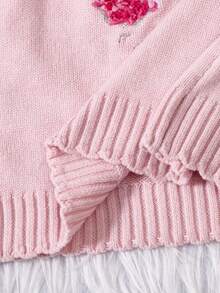 SHEIN 女小童蝴蝶&標語圖案套頭毛衣 - 粉色 - 查看 5