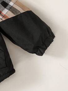 Baby Boy Plaid Pattern Fuzzy Trim Hooded Coat - Multicolor - View 4
