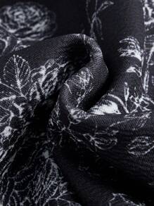 SHEIN MOD Floral Print Split Thigh Cami Dress - Black and White - View 3