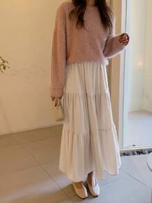 DAZY 素色荷葉邊洋裝 - 卡其色 - 查看 3