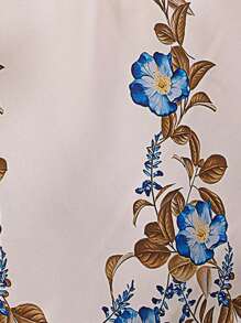 SHEIN Clasi 印花前紐扣襯衫洋裝 - 杏色 - 查看 6