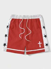 ROMWE MEN Street Life Các bạn In Sao Eo dây rút Quần short - Nhiều màu - Xem 1