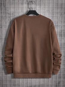 Manfinity NiteLyfe Men Slogan & Halloween Print Sweatshirt - Coffee Brown - View 2
