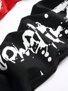 Manfinity LEGND 男士兩色字母圖案牛仔褲修身長款洗水深色牛仔褲裝，貨運色塊派對庞克搖滾款式 - 彩色 - 查看 3