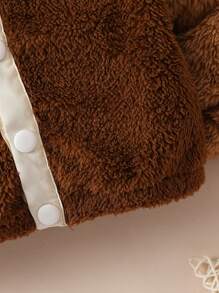 SHEIN 男小童撞色前紐扣毛絨夾克 - 彩色 - 查看 6