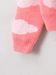SHEIN 女大童雲朵圖案開襟衫 - 粉色 - 查看 5