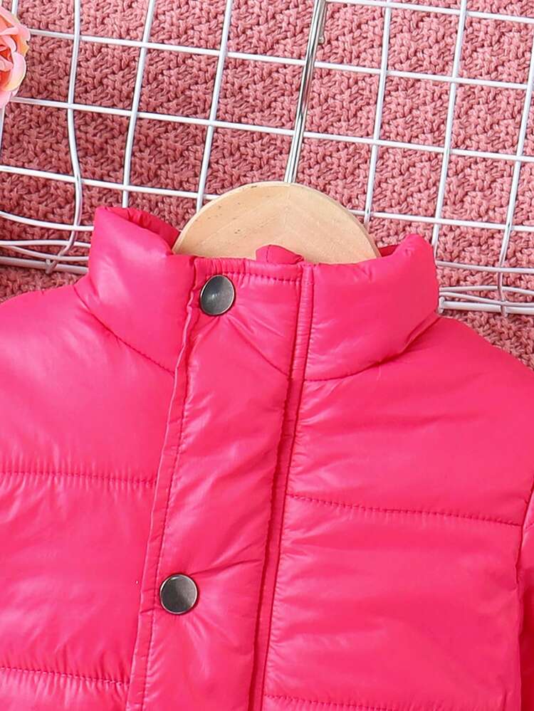 Baby Girl Solid Button Front Padded Coat