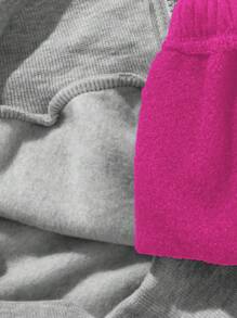 SHEIN Unity 字母圖案加絨內裏連帽衫和運動褲 - 彩色 - 查看 5