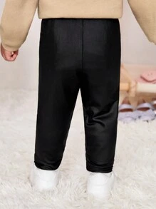 女婴休闲舒适百搭弹力仿丝打底裤 - 黑色 - 查看 2