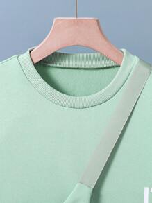 SHEIN Tween Boy Slogan Graphic Pullover & Sweatpants & Bag - Green - View 5