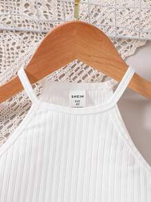 SHEIN Młoda dziewczyna Obszycie z frędzlami Trykotowa sukienka