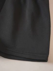 SHEIN EZwear 標語圖案加絨內裏運動衫&運動短褲和運動褲 - 黑色 - 查看 8