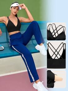 CourtClass 緊身交叉背運動內衣，女士網球服裝