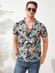 RueChic Men Tropical Print Shirt - Multicolor - View 1