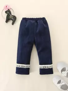 Baby Girl Contrast Lace Trim Pants