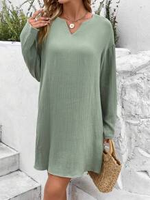 SHEIN Frenchy Cổ có Lỗ hổng Thả vai Đầm - màu xanh lá - Xem 1